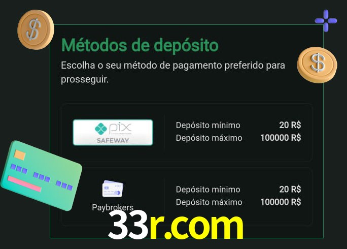 O cassino 33r.com oferece uma grande variedade de métodos de pagamento